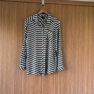 Lucky Brand Women’s Cotton Flannel Gingham Size Large Button Down Shirt